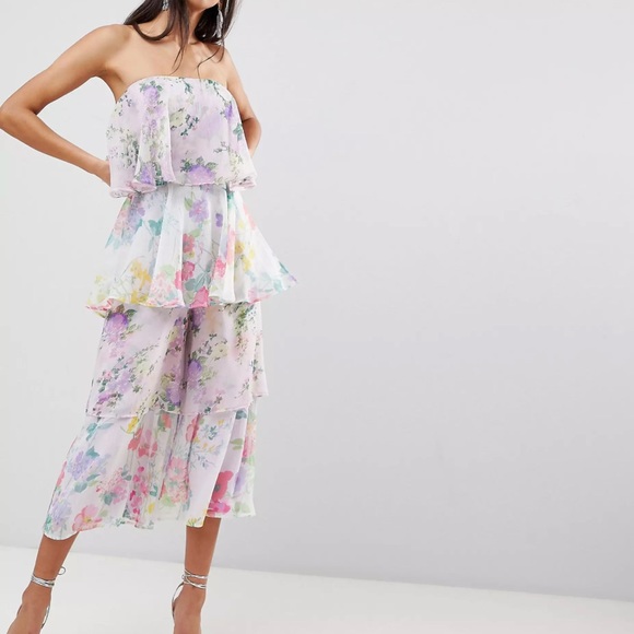 ASOS Tiered Jumpsuit in Mixed Florals - Picture 1 of 7